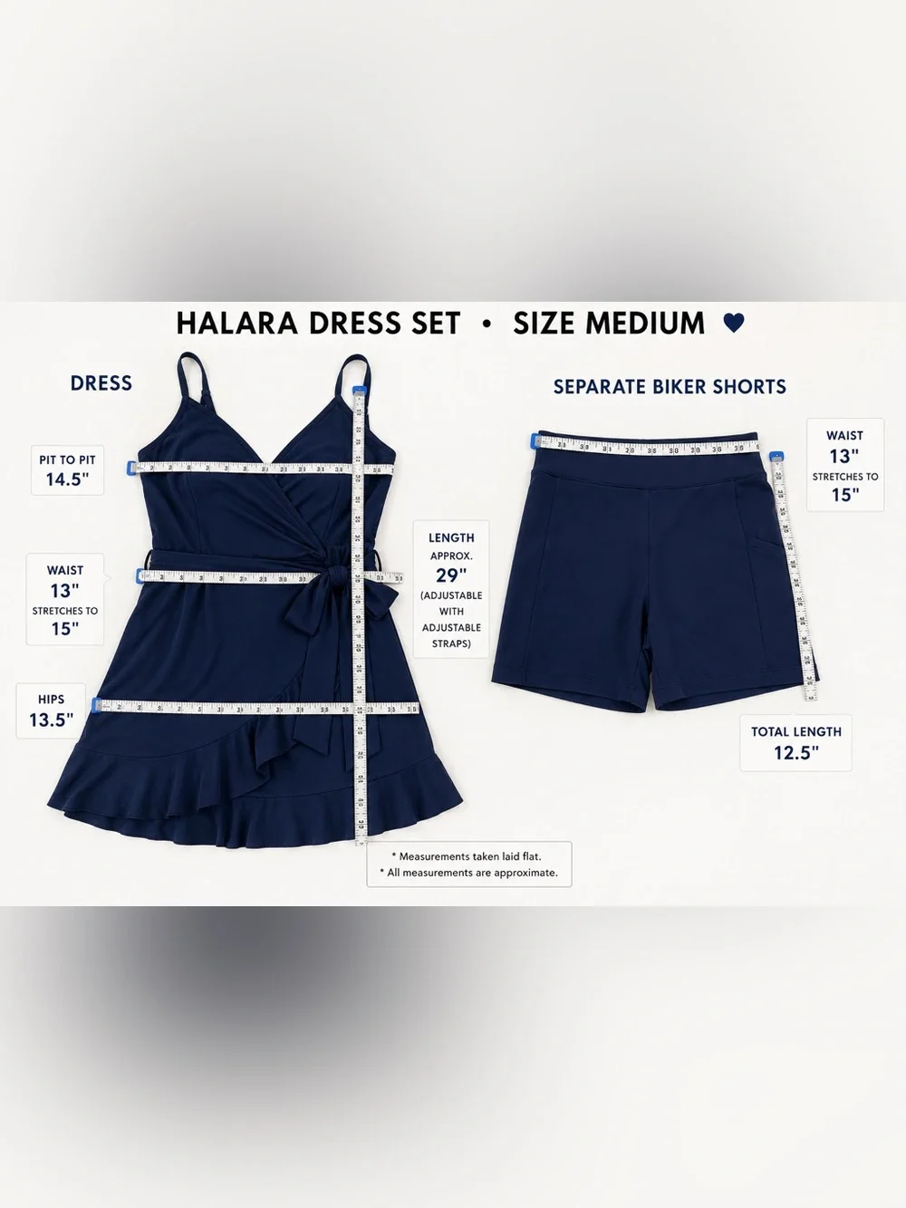 Halara Crisscross Ruffle Mini Dress Shorts Belt Blue M NWOT - Picture 3 of 3